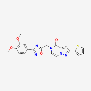 molecular formula C21H17N5O4S B6553130 5-{[3-(3,4-dimethoxyphenyl)-1,2,4-oxadiazol-5-yl]methyl}-2-(thiophen-2-yl)-4H,5H-pyrazolo[1,5-a]pyrazin-4-one CAS No. 1040660-83-0