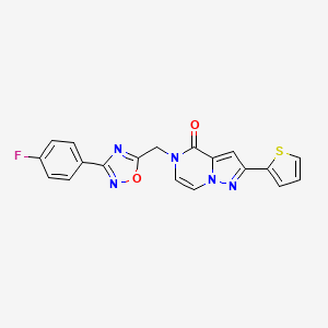 molecular formula C19H12FN5O2S B6553140 5-{[3-(4-fluorophenyl)-1,2,4-oxadiazol-5-yl]methyl}-2-(thiophen-2-yl)-4H,5H-pyrazolo[1,5-a]pyrazin-4-one CAS No. 1040660-97-6