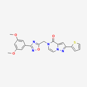 molecular formula C21H17N5O4S B6553149 5-{[3-(3,5-dimethoxyphenyl)-1,2,4-oxadiazol-5-yl]methyl}-2-(thiophen-2-yl)-4H,5H-pyrazolo[1,5-a]pyrazin-4-one CAS No. 1040661-18-4