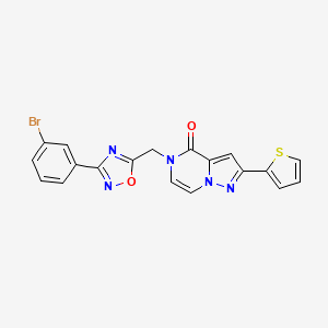 molecular formula C19H12BrN5O2S B6553150 5-{[3-(3-bromophenyl)-1,2,4-oxadiazol-5-yl]methyl}-2-(thiophen-2-yl)-4H,5H-pyrazolo[1,5-a]pyrazin-4-one CAS No. 1040661-25-3