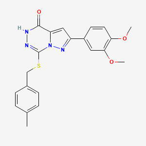 molecular formula C21H20N4O3S B6553170 2-(3,4-dimethoxyphenyl)-7-{[(4-methylphenyl)methyl]sulfanyl}-4H,5H-pyrazolo[1,5-d][1,2,4]triazin-4-one CAS No. 1040661-46-8