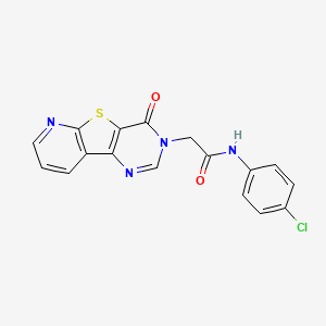 molecular formula C17H11ClN4O2S B6553176 N-(4-chlorophenyl)-2-{6-oxo-8-thia-3,5,10-triazatricyclo[7.4.0.0^{2,7}]trideca-1(9),2(7),3,10,12-pentaen-5-yl}acetamide CAS No. 1040661-60-6
