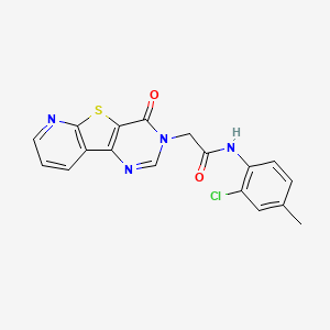 N-(2-chloro-4-methylphenyl)-2-{6-oxo-8-thia-3,5,10-triazatricyclo[7.4.0.0^{2,7}]trideca-1(9),2(7),3,10,12-pentaen-5-yl}acetamide