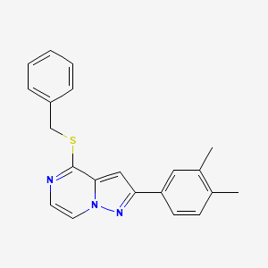 molecular formula C21H19N3S B6553207 4-(benzylsulfanyl)-2-(3,4-dimethylphenyl)pyrazolo[1,5-a]pyrazine CAS No. 1040664-06-9