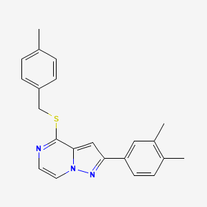 molecular formula C22H21N3S B6553215 2-(3,4-dimethylphenyl)-4-{[(4-methylphenyl)methyl]sulfanyl}pyrazolo[1,5-a]pyrazine CAS No. 1040664-22-9