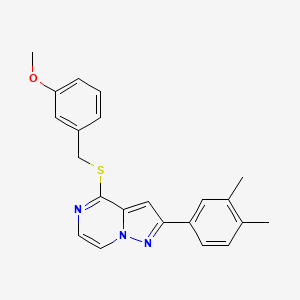 molecular formula C22H21N3OS B6553228 2-(3,4-dimethylphenyl)-4-{[(3-methoxyphenyl)methyl]sulfanyl}pyrazolo[1,5-a]pyrazine CAS No. 1040664-80-9