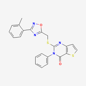 molecular formula C22H16N4O2S2 B6553233 2-({[3-(2-methylphenyl)-1,2,4-oxadiazol-5-yl]methyl}sulfanyl)-3-phenyl-3H,4H-thieno[3,2-d]pyrimidin-4-one CAS No. 1040665-61-9