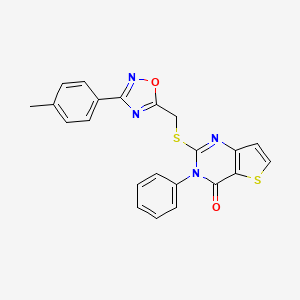 molecular formula C22H16N4O2S2 B6553241 2-({[3-(4-methylphenyl)-1,2,4-oxadiazol-5-yl]methyl}sulfanyl)-3-phenyl-3H,4H-thieno[3,2-d]pyrimidin-4-one CAS No. 1040665-75-5