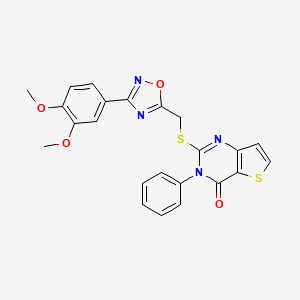 molecular formula C23H18N4O4S2 B6553243 2-({[3-(3,4-dimethoxyphenyl)-1,2,4-oxadiazol-5-yl]methyl}sulfanyl)-3-phenyl-3H,4H-thieno[3,2-d]pyrimidin-4-one CAS No. 1040666-20-3