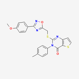 molecular formula C23H18N4O3S2 B6553262 2-({[3-(4-methoxyphenyl)-1,2,4-oxadiazol-5-yl]methyl}sulfanyl)-3-(4-methylphenyl)-3H,4H-thieno[3,2-d]pyrimidin-4-one CAS No. 1040666-87-2