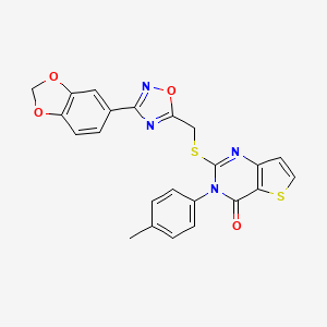 molecular formula C23H16N4O4S2 B6553263 2-({[3-(2H-1,3-benzodioxol-5-yl)-1,2,4-oxadiazol-5-yl]methyl}sulfanyl)-3-(4-methylphenyl)-3H,4H-thieno[3,2-d]pyrimidin-4-one CAS No. 1040666-94-1