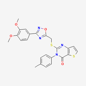 molecular formula C24H20N4O4S2 B6553267 2-({[3-(3,4-dimethoxyphenyl)-1,2,4-oxadiazol-5-yl]methyl}sulfanyl)-3-(4-methylphenyl)-3H,4H-thieno[3,2-d]pyrimidin-4-one CAS No. 1040667-08-0