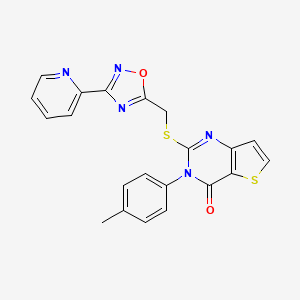 molecular formula C21H15N5O2S2 B6553270 3-(4-methylphenyl)-2-({[3-(pyridin-2-yl)-1,2,4-oxadiazol-5-yl]methyl}sulfanyl)-3H,4H-thieno[3,2-d]pyrimidin-4-one CAS No. 1040667-01-3