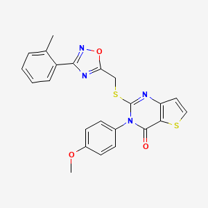 molecular formula C23H18N4O3S2 B6553286 3-(4-methoxyphenyl)-2-({[3-(2-methylphenyl)-1,2,4-oxadiazol-5-yl]methyl}sulfanyl)-3H,4H-thieno[3,2-d]pyrimidin-4-one CAS No. 1040667-41-1