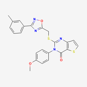 molecular formula C23H18N4O3S2 B6553288 3-(4-methoxyphenyl)-2-({[3-(3-methylphenyl)-1,2,4-oxadiazol-5-yl]methyl}sulfanyl)-3H,4H-thieno[3,2-d]pyrimidin-4-one CAS No. 1040667-47-7