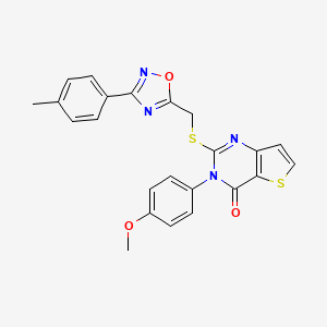 molecular formula C23H18N4O3S2 B6553297 3-(4-methoxyphenyl)-2-({[3-(4-methylphenyl)-1,2,4-oxadiazol-5-yl]methyl}sulfanyl)-3H,4H-thieno[3,2-d]pyrimidin-4-one CAS No. 1040667-53-5