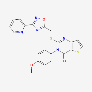 molecular formula C21H15N5O3S2 B6553310 3-(4-methoxyphenyl)-2-({[3-(pyridin-2-yl)-1,2,4-oxadiazol-5-yl]methyl}sulfanyl)-3H,4H-thieno[3,2-d]pyrimidin-4-one CAS No. 1040667-83-1