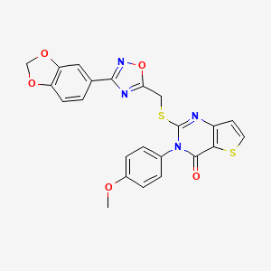 molecular formula C23H16N4O5S2 B6553313 2-({[3-(2H-1,3-benzodioxol-5-yl)-1,2,4-oxadiazol-5-yl]methyl}sulfanyl)-3-(4-methoxyphenyl)-3H,4H-thieno[3,2-d]pyrimidin-4-one CAS No. 1040667-77-3
