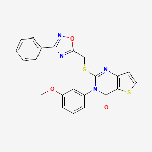 molecular formula C22H16N4O3S2 B6553321 3-(3-methoxyphenyl)-2-{[(3-phenyl-1,2,4-oxadiazol-5-yl)methyl]sulfanyl}-3H,4H-thieno[3,2-d]pyrimidin-4-one CAS No. 1040667-95-5