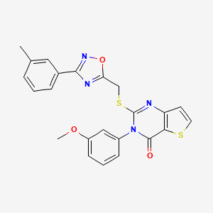 molecular formula C23H18N4O3S2 B6553322 3-(3-methoxyphenyl)-2-({[3-(3-methylphenyl)-1,2,4-oxadiazol-5-yl]methyl}sulfanyl)-3H,4H-thieno[3,2-d]pyrimidin-4-one CAS No. 1040639-70-0