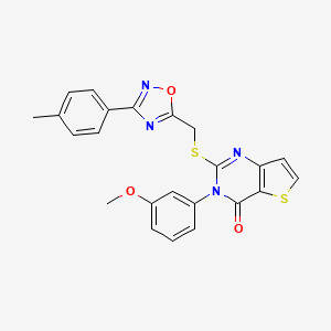 molecular formula C23H18N4O3S2 B6553328 3-(3-methoxyphenyl)-2-({[3-(4-methylphenyl)-1,2,4-oxadiazol-5-yl]methyl}sulfanyl)-3H,4H-thieno[3,2-d]pyrimidin-4-one CAS No. 1040639-78-8