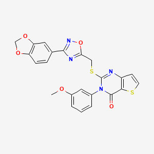 molecular formula C23H16N4O5S2 B6553341 2-({[3-(2H-1,3-benzodioxol-5-yl)-1,2,4-oxadiazol-5-yl]methyl}sulfanyl)-3-(3-methoxyphenyl)-3H,4H-thieno[3,2-d]pyrimidin-4-one CAS No. 1040640-17-2