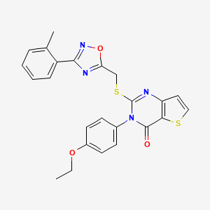 molecular formula C24H20N4O3S2 B6553350 3-(4-ethoxyphenyl)-2-({[3-(2-methylphenyl)-1,2,4-oxadiazol-5-yl]methyl}sulfanyl)-3H,4H-thieno[3,2-d]pyrimidin-4-one CAS No. 1040640-46-7