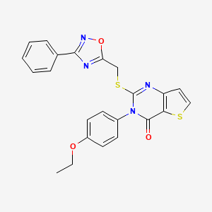 molecular formula C23H18N4O3S2 B6553353 3-(4-ethoxyphenyl)-2-{[(3-phenyl-1,2,4-oxadiazol-5-yl)methyl]sulfanyl}-3H,4H-thieno[3,2-d]pyrimidin-4-one CAS No. 1040640-38-7