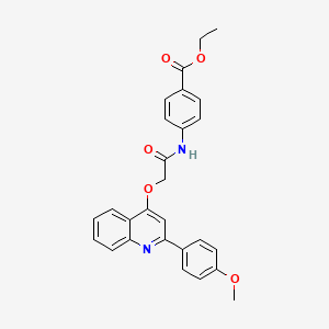 molecular formula C27H24N2O5 B6553366 ethyl 4-(2-{[2-(4-methoxyphenyl)quinolin-4-yl]oxy}acetamido)benzoate CAS No. 1040641-95-9