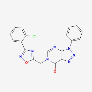 molecular formula C19H12ClN7O2 B6553419 6-{[3-(2-chlorophenyl)-1,2,4-oxadiazol-5-yl]methyl}-3-phenyl-3H,6H,7H-[1,2,3]triazolo[4,5-d]pyrimidin-7-one CAS No. 1040644-67-4