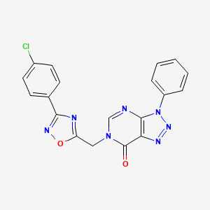 molecular formula C19H12ClN7O2 B6553425 6-{[3-(4-chlorophenyl)-1,2,4-oxadiazol-5-yl]methyl}-3-phenyl-3H,6H,7H-[1,2,3]triazolo[4,5-d]pyrimidin-7-one CAS No. 1040644-83-4