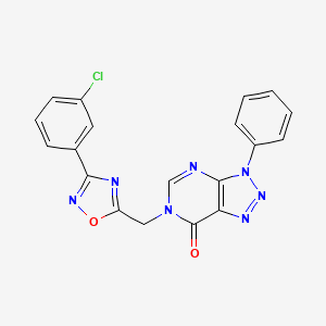 molecular formula C19H12ClN7O2 B6553433 6-{[3-(3-chlorophenyl)-1,2,4-oxadiazol-5-yl]methyl}-3-phenyl-3H,6H,7H-[1,2,3]triazolo[4,5-d]pyrimidin-7-one CAS No. 1040644-75-4