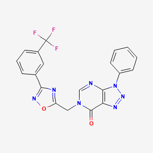molecular formula C20H12F3N7O2 B6553438 3-phenyl-6-({3-[3-(trifluoromethyl)phenyl]-1,2,4-oxadiazol-5-yl}methyl)-3H,6H,7H-[1,2,3]triazolo[4,5-d]pyrimidin-7-one CAS No. 1040645-07-5
