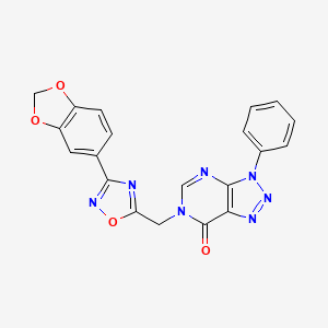 molecular formula C20H13N7O4 B6553443 6-{[3-(2H-1,3-benzodioxol-5-yl)-1,2,4-oxadiazol-5-yl]methyl}-3-phenyl-3H,6H,7H-[1,2,3]triazolo[4,5-d]pyrimidin-7-one CAS No. 1040644-91-4