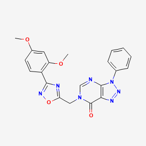 molecular formula C21H17N7O4 B6553447 6-{[3-(2,4-dimethoxyphenyl)-1,2,4-oxadiazol-5-yl]methyl}-3-phenyl-3H,6H,7H-[1,2,3]triazolo[4,5-d]pyrimidin-7-one CAS No. 1040645-23-5