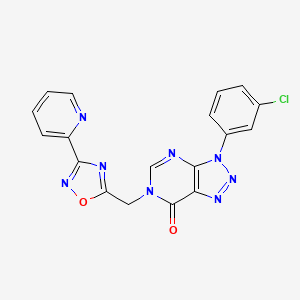 molecular formula C18H11ClN8O2 B6553458 3-(3-chlorophenyl)-6-{[3-(pyridin-2-yl)-1,2,4-oxadiazol-5-yl]methyl}-3H,6H,7H-[1,2,3]triazolo[4,5-d]pyrimidin-7-one CAS No. 1040645-69-9