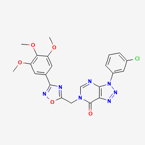 molecular formula C22H18ClN7O5 B6553465 3-(3-chlorophenyl)-6-{[3-(3,4,5-trimethoxyphenyl)-1,2,4-oxadiazol-5-yl]methyl}-3H,6H,7H-[1,2,3]triazolo[4,5-d]pyrimidin-7-one CAS No. 1040645-55-3
