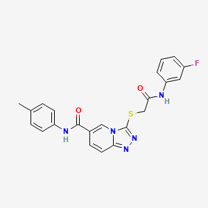 molecular formula C22H18FN5O2S B6553492 3-({[(3-fluorophenyl)carbamoyl]methyl}sulfanyl)-N-(4-methylphenyl)-[1,2,4]triazolo[4,3-a]pyridine-6-carboxamide CAS No. 1040646-19-2