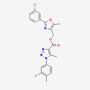 molecular formula C22H18ClFN4O3 B6553496 [2-(3-chlorophenyl)-5-methyl-1,3-oxazol-4-yl]methyl 1-(3-fluoro-4-methylphenyl)-5-methyl-1H-1,2,3-triazole-4-carboxylate CAS No. 1040646-38-5