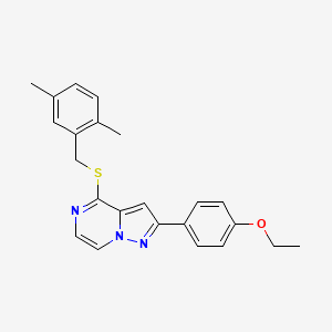 molecular formula C23H23N3OS B6553507 4-{[(2,5-dimethylphenyl)methyl]sulfanyl}-2-(4-ethoxyphenyl)pyrazolo[1,5-a]pyrazine CAS No. 1040646-81-8
