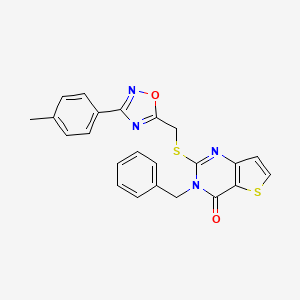 molecular formula C23H18N4O2S2 B6553532 3-benzyl-2-({[3-(4-methylphenyl)-1,2,4-oxadiazol-5-yl]methyl}sulfanyl)-3H,4H-thieno[3,2-d]pyrimidin-4-one CAS No. 1040670-63-0