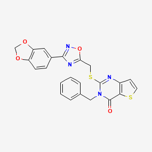 molecular formula C23H16N4O4S2 B6553546 2-({[3-(2H-1,3-benzodioxol-5-yl)-1,2,4-oxadiazol-5-yl]methyl}sulfanyl)-3-benzyl-3H,4H-thieno[3,2-d]pyrimidin-4-one CAS No. 1040670-92-5