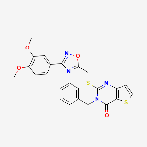 molecular formula C24H20N4O4S2 B6553562 3-benzyl-2-({[3-(3,4-dimethoxyphenyl)-1,2,4-oxadiazol-5-yl]methyl}sulfanyl)-3H,4H-thieno[3,2-d]pyrimidin-4-one CAS No. 1040671-00-8