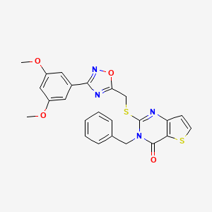 molecular formula C24H20N4O4S2 B6553565 3-benzyl-2-({[3-(3,5-dimethoxyphenyl)-1,2,4-oxadiazol-5-yl]methyl}sulfanyl)-3H,4H-thieno[3,2-d]pyrimidin-4-one CAS No. 1040671-15-5