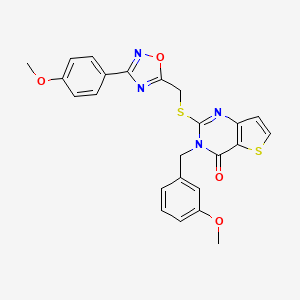 molecular formula C24H20N4O4S2 B6553578 2-({[3-(4-methoxyphenyl)-1,2,4-oxadiazol-5-yl]methyl}sulfanyl)-3-[(3-methoxyphenyl)methyl]-3H,4H-thieno[3,2-d]pyrimidin-4-one CAS No. 1040671-82-6