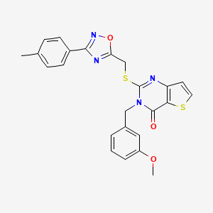 molecular formula C24H20N4O3S2 B6553582 3-[(3-methoxyphenyl)methyl]-2-({[3-(4-methylphenyl)-1,2,4-oxadiazol-5-yl]methyl}sulfanyl)-3H,4H-thieno[3,2-d]pyrimidin-4-one CAS No. 1040671-68-8