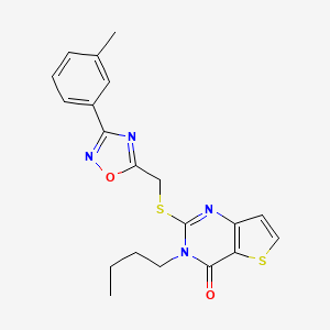 molecular formula C20H20N4O2S2 B6553587 3-butyl-2-({[3-(3-methylphenyl)-1,2,4-oxadiazol-5-yl]methyl}sulfanyl)-3H,4H-thieno[3,2-d]pyrimidin-4-one CAS No. 1040672-06-7