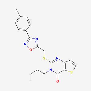 molecular formula C20H20N4O2S2 B6553588 3-butyl-2-({[3-(4-methylphenyl)-1,2,4-oxadiazol-5-yl]methyl}sulfanyl)-3H,4H-thieno[3,2-d]pyrimidin-4-one CAS No. 1040672-14-7