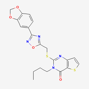 molecular formula C20H18N4O4S2 B6553594 2-({[3-(2H-1,3-benzodioxol-5-yl)-1,2,4-oxadiazol-5-yl]methyl}sulfanyl)-3-butyl-3H,4H-thieno[3,2-d]pyrimidin-4-one CAS No. 1040672-30-7