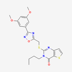 molecular formula C21H22N4O4S2 B6553601 3-butyl-2-({[3-(3,5-dimethoxyphenyl)-1,2,4-oxadiazol-5-yl]methyl}sulfanyl)-3H,4H-thieno[3,2-d]pyrimidin-4-one CAS No. 1040672-38-5